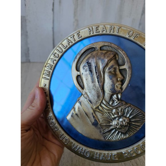 Hanging Mary heart religious decor immaculate vintage - Picture 2 of 5